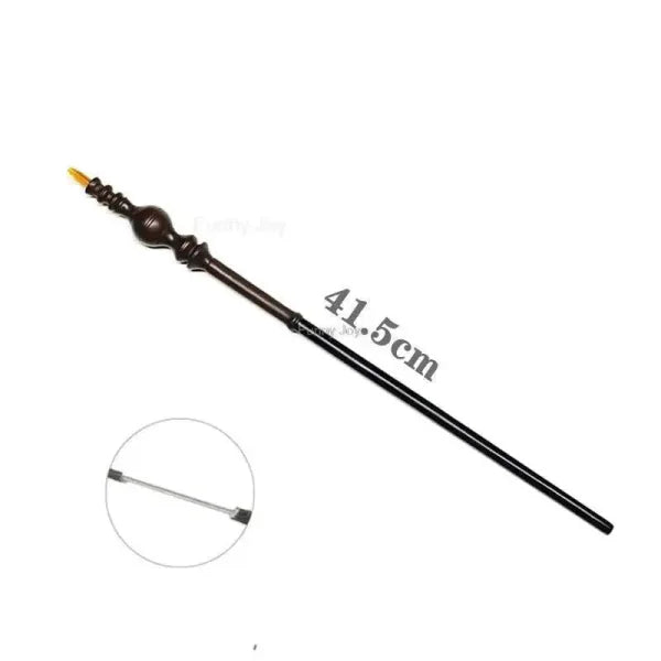 Black wooden Anime Cosplay Metal Core Magic Wand, 41.5cm, with decorative bulb details