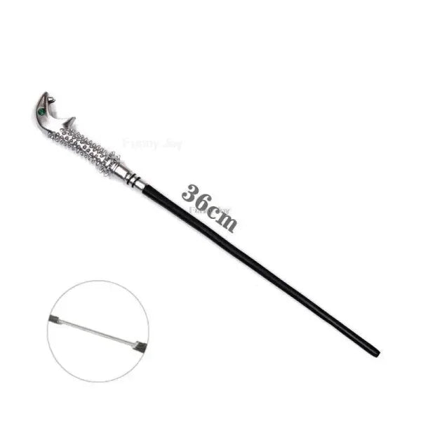 Ornate silver and black walking cane with dragon handle, ideal for Anime Cosplay Metal Core