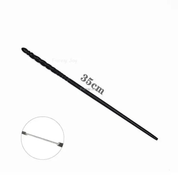 Black spiral-textured wand 35cm long, perfect for Anime Cosplay Metal Core enthusiasts