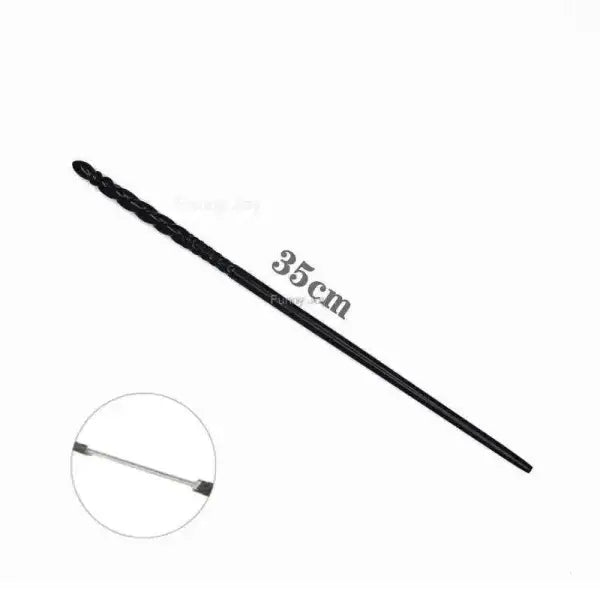 Black spiral-textured 35cm anime cosplay metal core magic wand