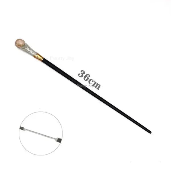 Black wand with metallic orb handle, 36cm long, part of Anime Cosplay Metal Core collection