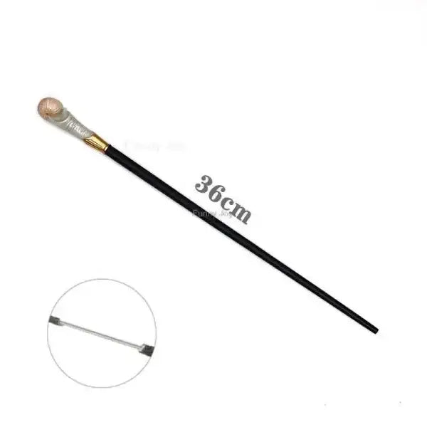 36cm black anime cosplay metal core magic wand with metallic orb handle