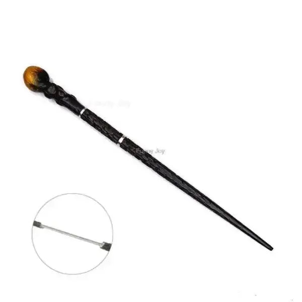 Black wooden anime cosplay metal core magic wand with amber tip