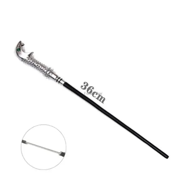 Ornate silver and black cane featuring a decorative handle for anime cosplay metal core enthusiasts