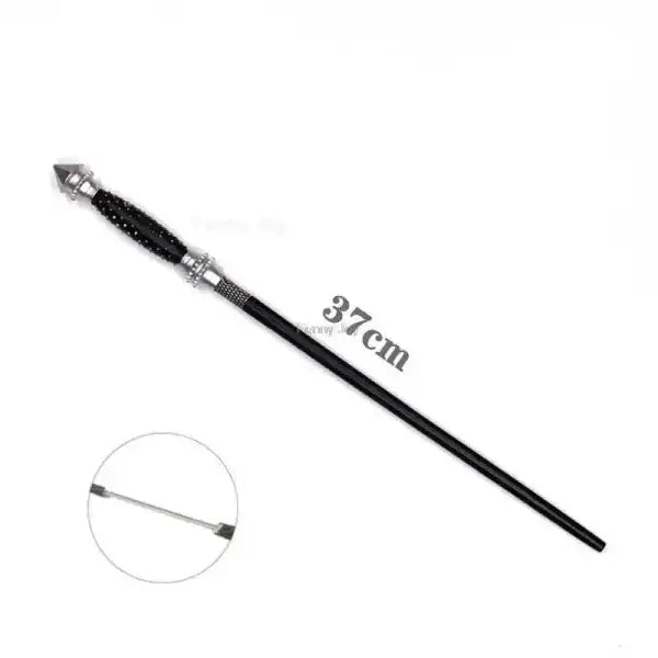37cm black anime cosplay metal core magic wand with silver ends
