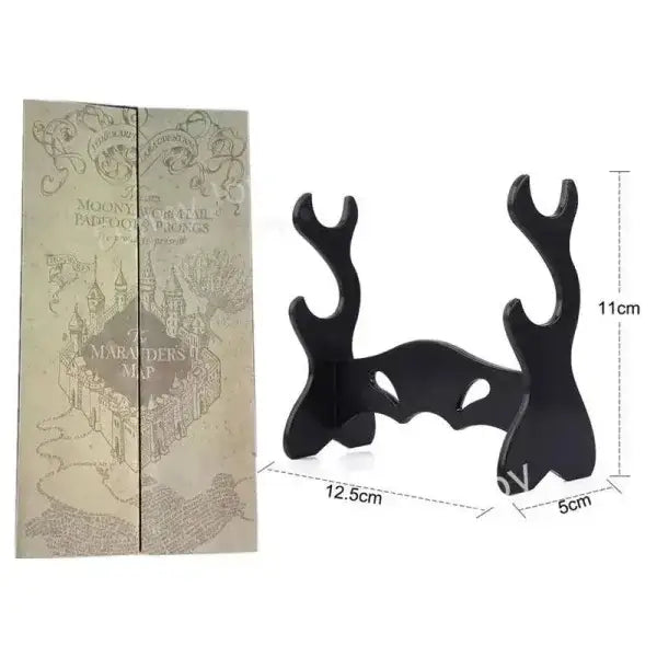 Black antler-prong wand holder for anime cosplay metal core magic wand