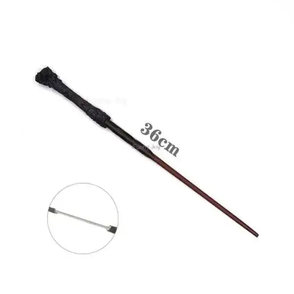 36cm dark wooden anime cosplay metal core magic wand