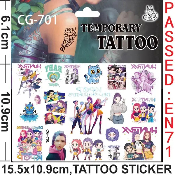 Demon Slayer Party Favors Set: Slap Bracelets Tattoos Cards & Balloons Manga Birthday Supplies - 1pcs Tattoo stickers 3