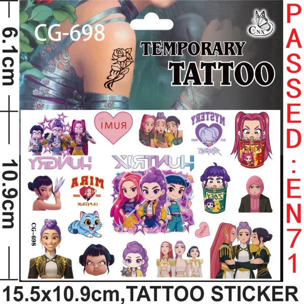 Demon Slayer Party Favors Set: Slap Bracelets Tattoos Cards & Balloons Manga Birthday Supplies - 1pcs Tattoo stickers 2