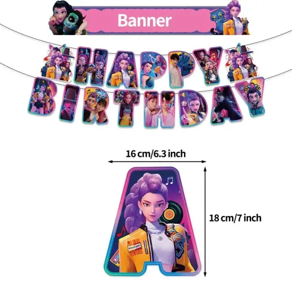 Anime Movie Kpops Demons Hunte Party Favors Slap bracelet Gift Bag tattoo Sticker Card Balloons Birthday Party Decora