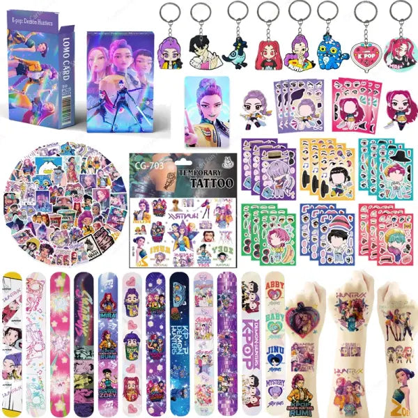 Anime Movie Kpops Demons Hunte Party Favors Slap bracelet Gift Bag tattoo Sticker Card Balloons Birthday Party Decora