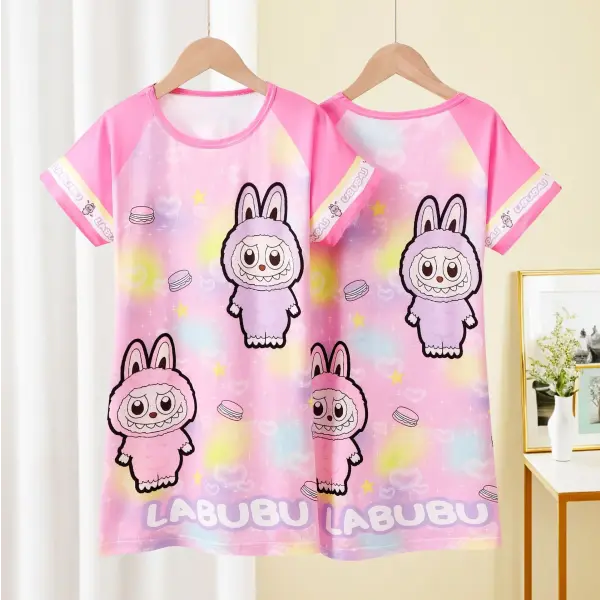 Anime Sanrio Cinnamoroll Children’s Pajamas Kawaii Nightgown Cute Nightdress Short-sleeve Sleepwear Dress Girl Gift