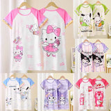 Anime Sanrio Cinnamoroll Children’s Pajamas Kawaii Nightgown Cute Nightdress Short-sleeve Sleepwear Dress Girl Gift