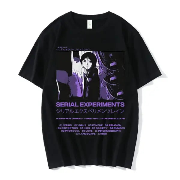 Serial Experiments Lain Anime T-Shirt – Unisex Manga Graphic Sci-Fi Short Sleeve Tee - 03616 / M