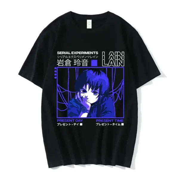 Serial Experiments Lain Anime T-Shirt – Unisex Manga Graphic Sci-Fi Short Sleeve Tee - 0366 / XXXL