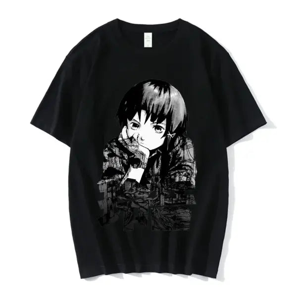 Serial Experiments Lain Anime T-Shirt – Unisex Manga Graphic Sci-Fi Short Sleeve Tee - 03610 / XL