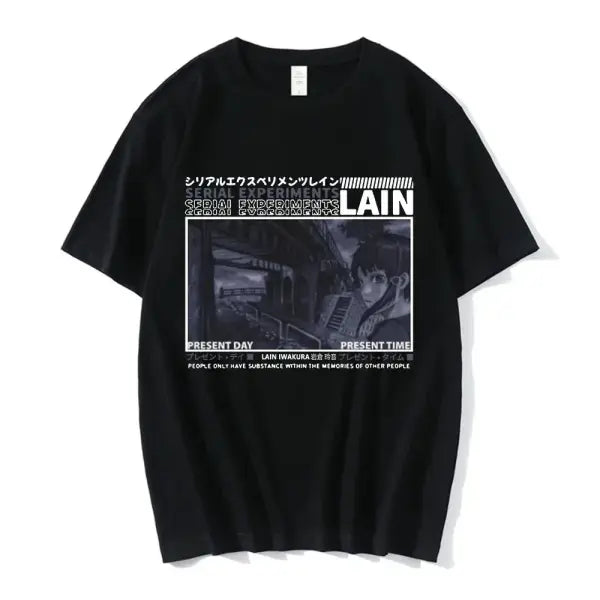Serial Experiments Lain Anime T-Shirt – Unisex Manga Graphic Sci-Fi Short Sleeve Tee - 03619 / S