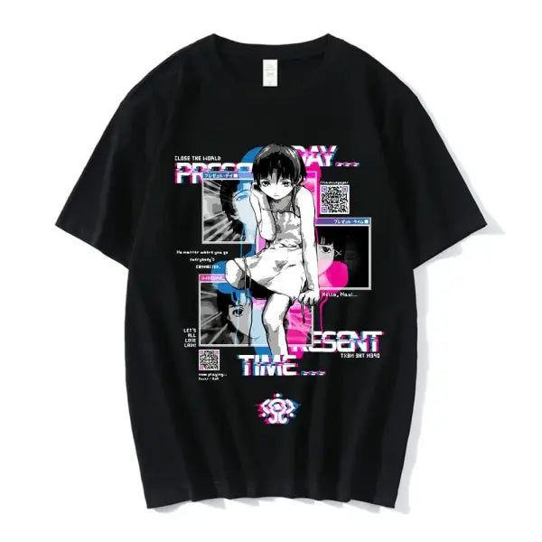 Serial Experiments Lain Anime T-Shirt – Unisex Manga Graphic Sci-Fi Short Sleeve Tee - 0365 / L