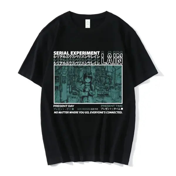 Serial Experiments Lain Anime T-Shirt – Unisex Manga Graphic Sci-Fi Short Sleeve Tee - 03618 / XL