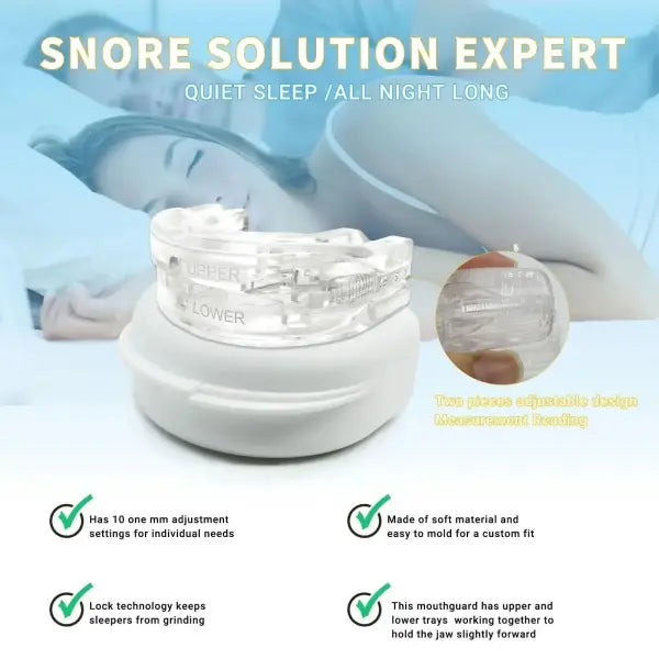 Anti-Snoring Mouth Guard Adjustable Mouthpiece - Night Time Teeth Mouthguard & Sleeping Bite Guard for Bruxism and Stop