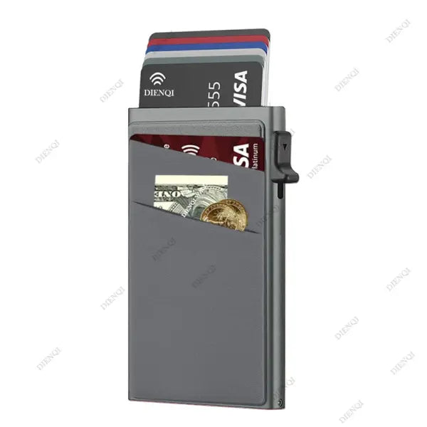 Protection Aluminum Metal Card Holder Minimalist Wallet - Grey