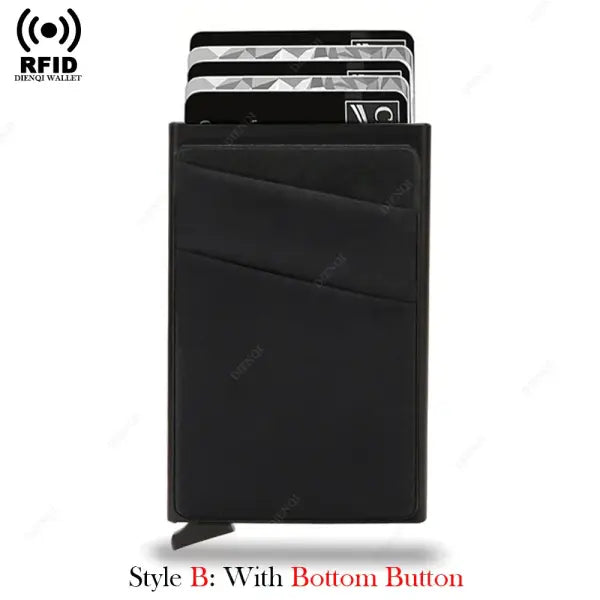 Protection Aluminum Metal Card Holder Minimalist Wallet - Black B