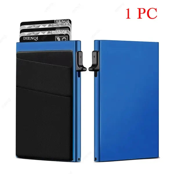 Protection Aluminum Metal Card Holder Minimalist Wallet - Blue