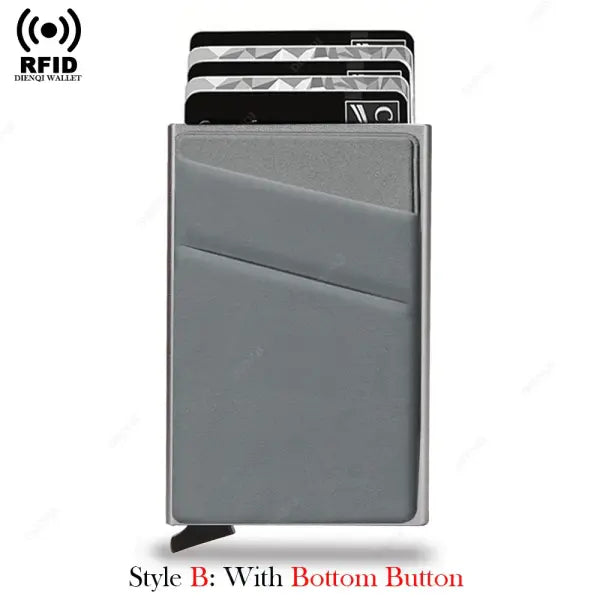 Protection Aluminum Metal Card Holder Minimalist Wallet - Grey B