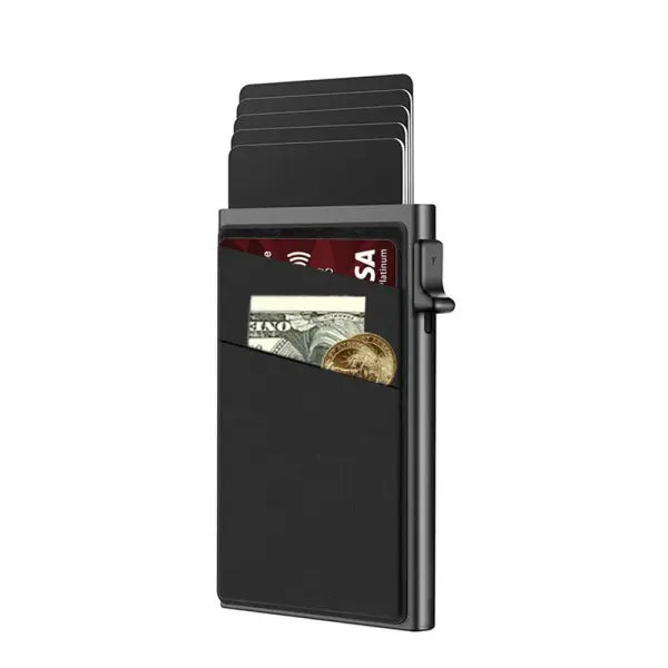 Protection Aluminum Metal Card Holder Minimalist Wallet - Black