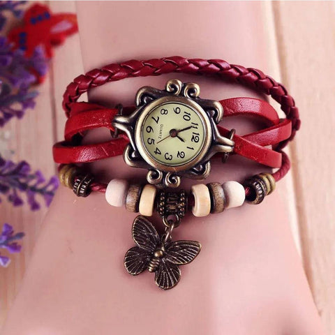 Antique Women’s Leather Wrapped Bracelet - Quartz Wristwatch