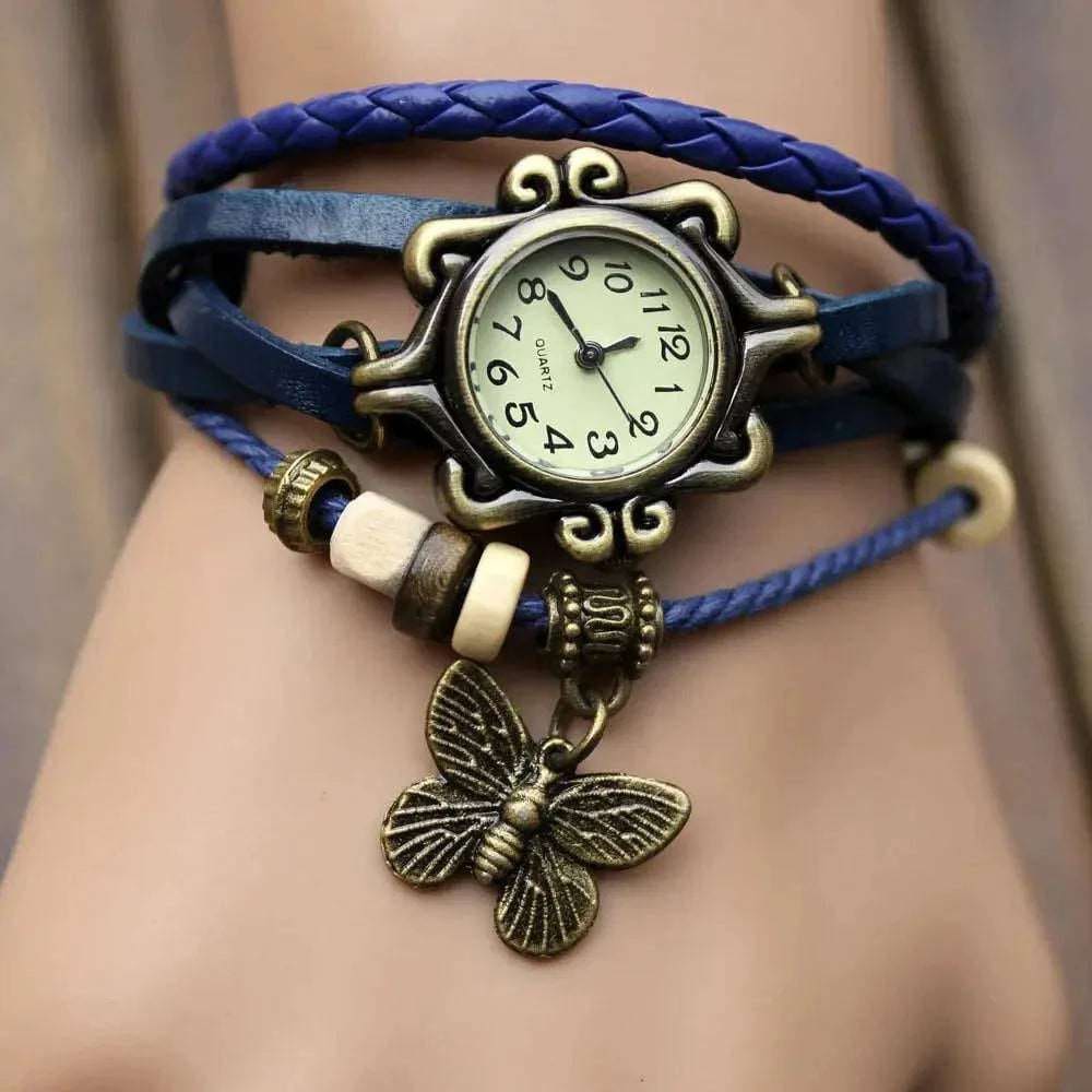 Antique Women’s Leather Wrapped Bracelet - Quartz Wristwatch