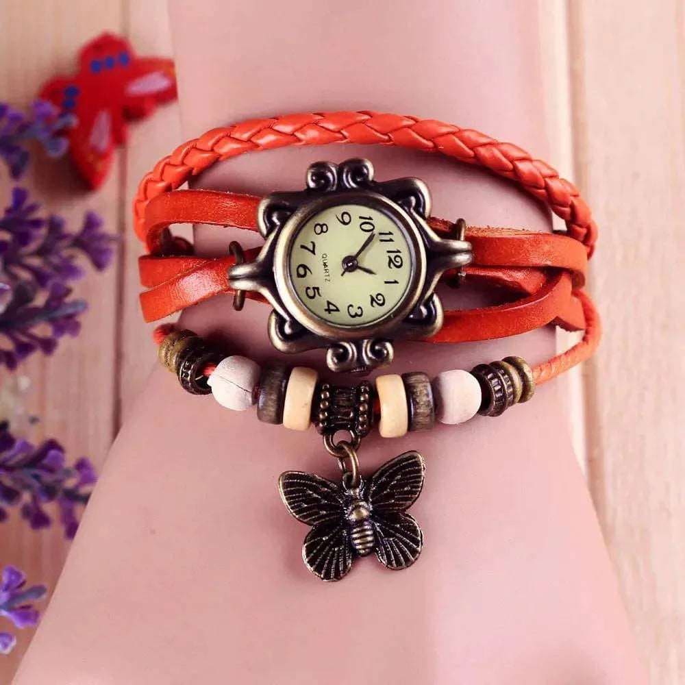 Antique Women’s Leather Wrapped Bracelet - Quartz Wristwatch