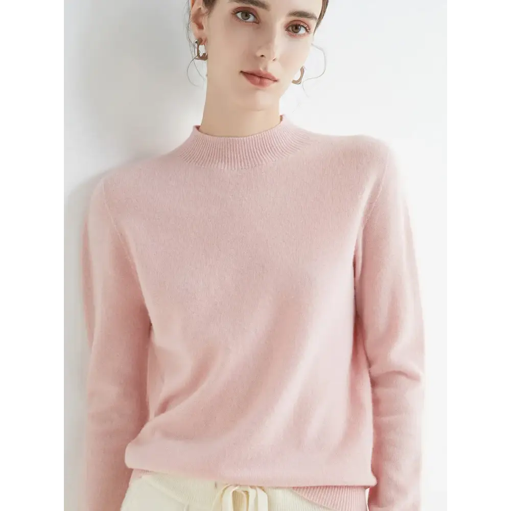 AOSSVIAO 2025 Autumn Winter Solid Mock-neck Pullover Sweater For Women Casual Knitwear Female Clothing Basic Soft Tops