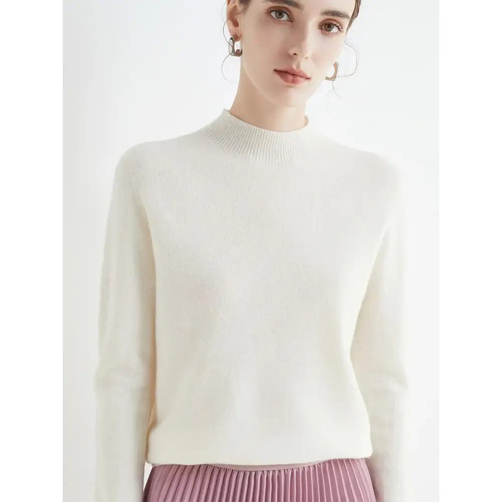 AOSSVIAO 2025 Autumn Winter Solid Mock-neck Pullover Sweater For Women Casual Knitwear Female Clothing Basic Soft Tops