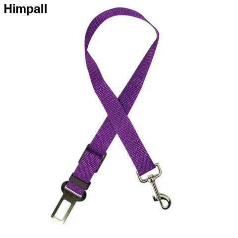 Purple seat belt-style dog leash with metal clip for Army Green Adjustable Dog Seat