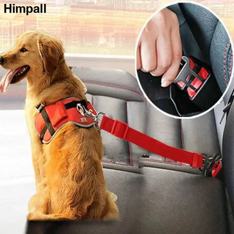 Red safety belt harness for secure dog travel with an Army Green Adjustable Dog Seat