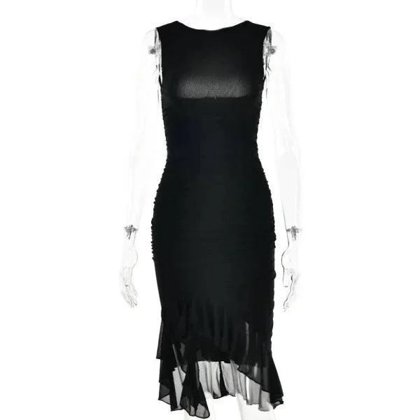 Summer Dress – Slim Sleeveless Style for Casual Summer Fashion - Black / L