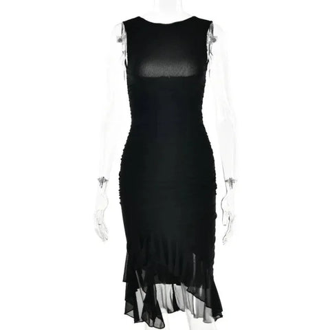 Summer Dress – Slim Sleeveless Style for Casual Summer Fashion - Black / L