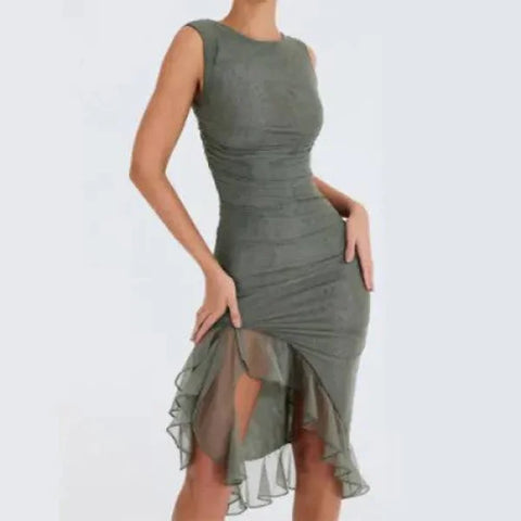Summer Dress – Slim Sleeveless Style for Casual Summer Fashion - Army green2. / L