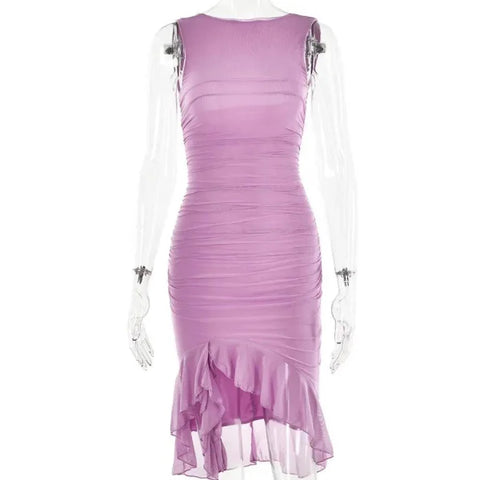 Summer Dress – Slim Sleeveless Style for Casual Summer Fashion - Purple / L