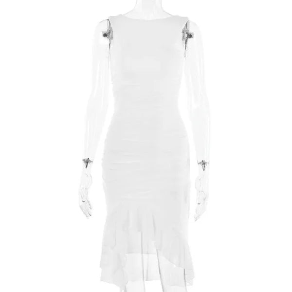 Summer Dress – Slim Sleeveless Style for Casual Summer Fashion - White / L