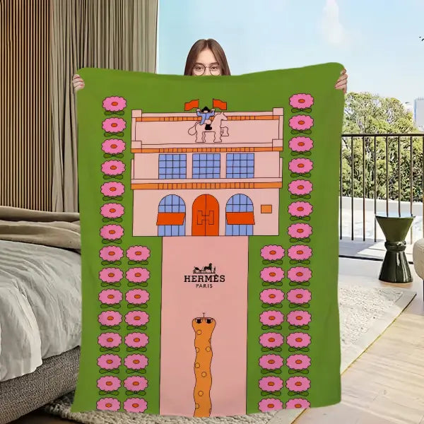 art warm soft luxury plush brand Fashion blanket for sofa living room office LOGO bedroom travel gift Flannel