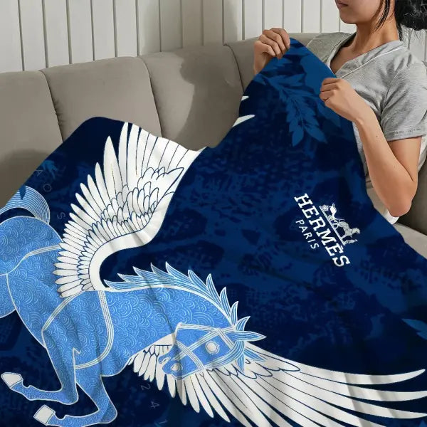 art warm soft luxury plush brand Fashion blanket for sofa living room office LOGO bedroom travel gift Flannel