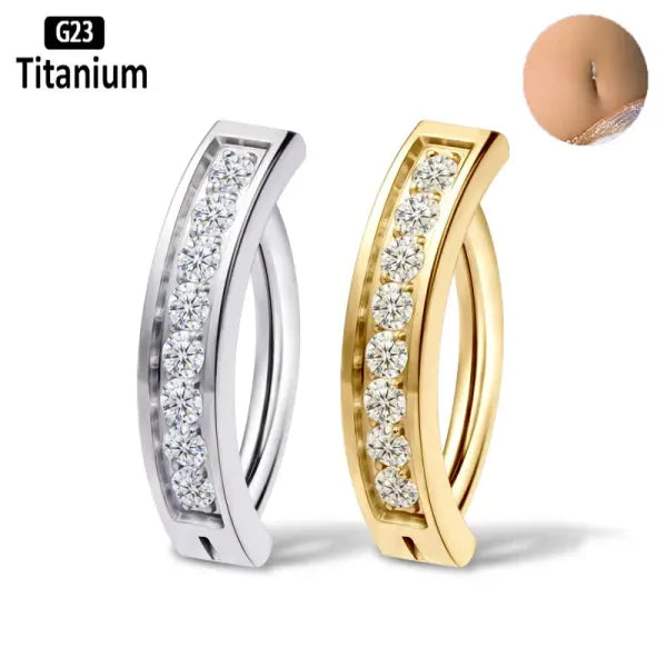 ASTM F136 Titanium Piercing 14G Belly Button Ring Reverse Curved Navel 10/12mm Bar Length Barbell Body Piercing Jewelry