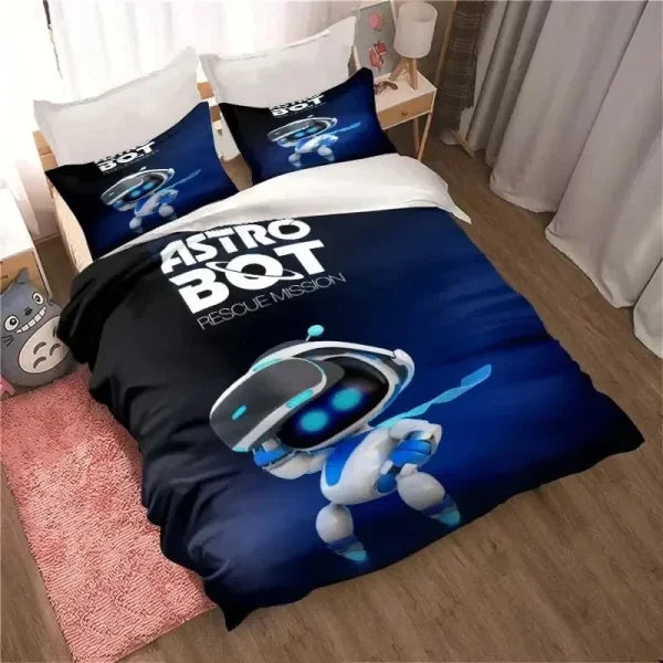 Astro Bot Cute Cartoon Bedding Set - Duvet Cover & Pillow Case for Kids & Adults - Himpall
