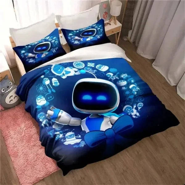 Astro Bot Cute Cartoon Bedding Set - Duvet Cover & Pillow Case for Kids & Adults - Himpall