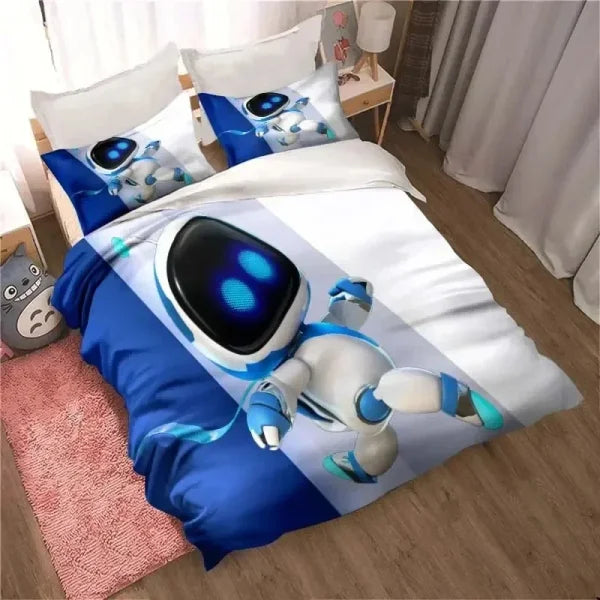 Astro Bot Cute Cartoon Bedding Set - Duvet Cover & Pillow Case for Kids & Adults - Himpall