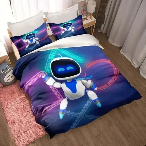 Astro Bot Cute Cartoon Bedding Set - Duvet Cover & Pillow Case for Kids & Adults - Himpall