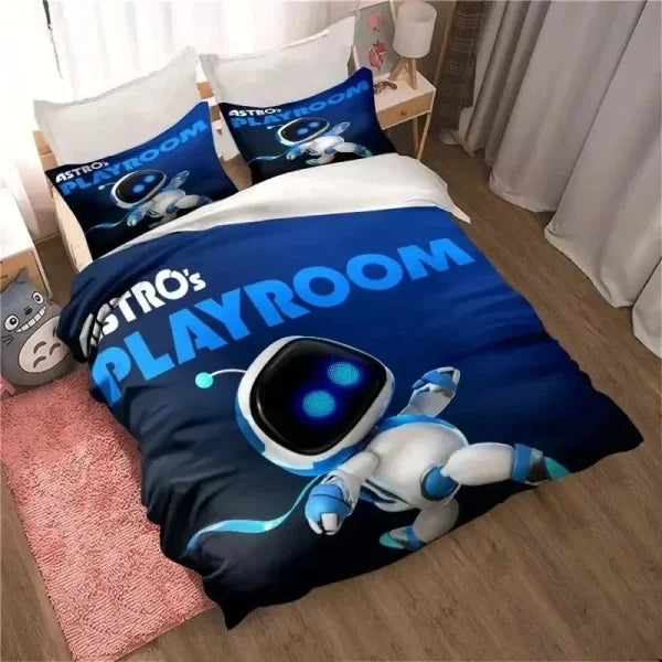 Astro Bot Cute Cartoon Bedding Set - Duvet Cover & Pillow Case for Kids & Adults - Himpall