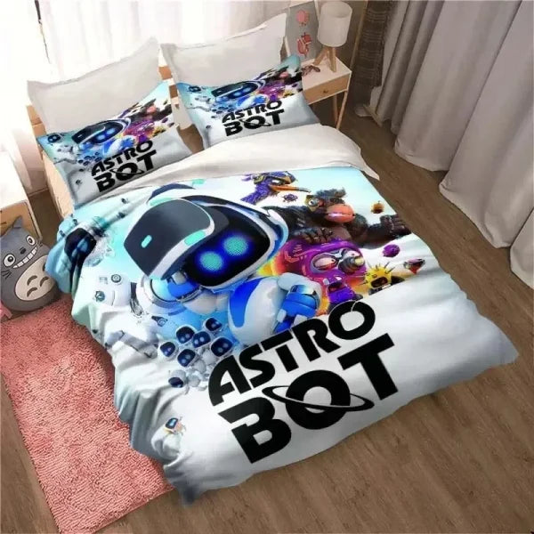 Astro Bot Cute Cartoon Bedding Set - Duvet Cover & Pillow Case for Kids & Adults - Himpall
